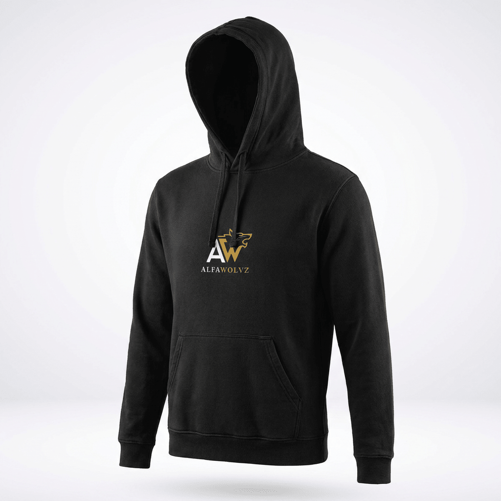 Men's Black Premium Gym & Streetwear Hoodie – Red Logo - Alfawolvz